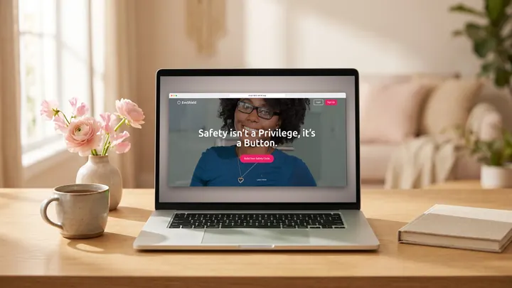 EveShield website shown on a laptop