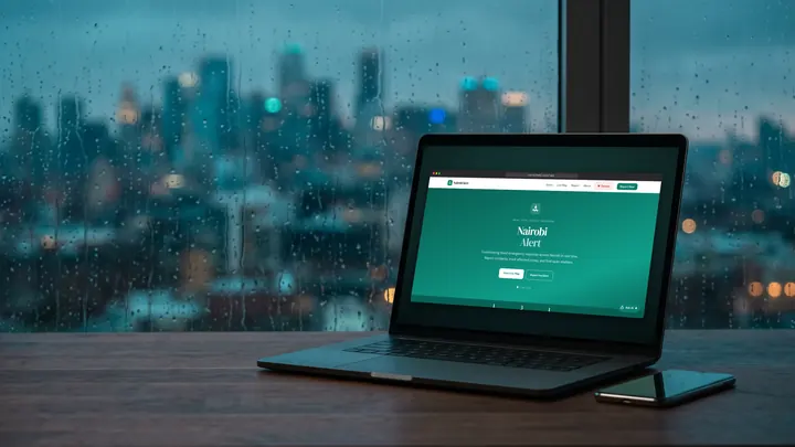 NairobiAlert website shown on a laptop